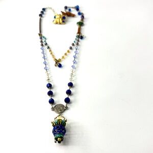 Upcycled Multiple Strand Mixed Gemstone Necklace, Boho Jewelry